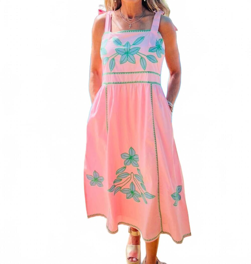 NEW THML women's the sandy beach midi dress in pink